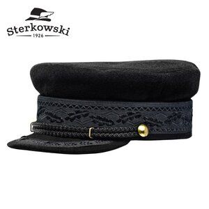 Sterkowski XXL Hamburg Classic Black Sailor Cap Wool Breton Hat‎ Men Women